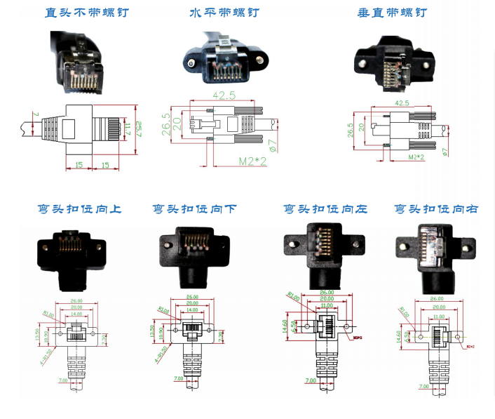 武汉工业相机专用高柔GigE系列带屏蔽网线RJ45直头弯头